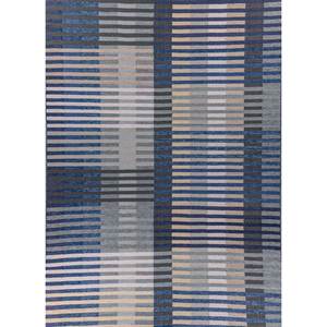 Alfombras Grandes de Lana y Viscosa con Diseño de Cuadros Azules, Tejido Plano, Rayas Abstractas y Rectangulares para Entrada o Pasillo - Modelo Adwv-13087 - Product Image 1