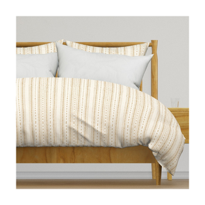 Housse de couette double à rayures grisâtres avec broderie subtile en coton certifié GOTS avec impression éco-réactive - Product Image 4