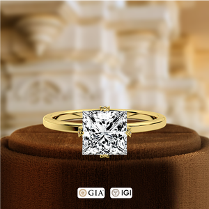 Anillo de Compromiso Solitario con Diamante Cultivado en Laboratorio, Corte Princesa de 1 Quilate, Certificado IGI, Anillo de Boda de Oro Amarillo de 14k para Regalo de Aniversario - Product Image 2