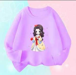 เสื้อยืดคอกลมแขนยาวเด็กผู้หญิงพิมพ์ลายตุ๊กตาเสื้อขนแกะ100% - Product Image 2