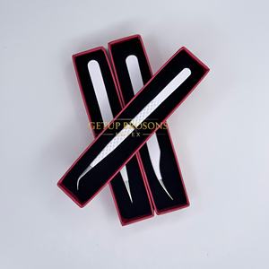 Pinzas Profesionales para Extensión de Pestañas, Pinzas de Aislamiento de Acero Inoxidable con Punta de Fibra, Recubrimiento en Polvo Blanco, Herramienta para Pestañas - Product Image 2