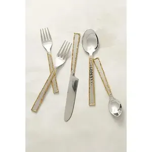 Ensemble de couverts à manche en bois blanc en acier inoxydable parfait pour les ustensiles de cuisine et la vaisselle de mariage prix de gros - Product Image 4