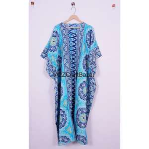 Women's 100% Cotton Vintage <b>Kaftan</b> Handmade Beach Cover Up Floral Print Long Maxi <b>Kaftan</b> Dress Comfortable Gown Hippie Style - Product Image 6