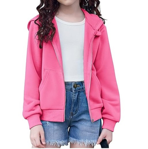 Prendas de abrigo de invierno de gran tamaño para mujer 100% algodón con capucha Logo frontal cremallera bolsillos de canguro deportes Casual patrón sólido francés Terry - Product Image 3