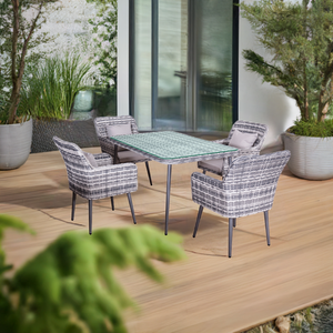 Set da Pranzo da Giardino LIMA Grigio 5 Pezzi con Cuscini per Terrazza o Balcone, Arredamento da Esterno Resistente - Product Image 6