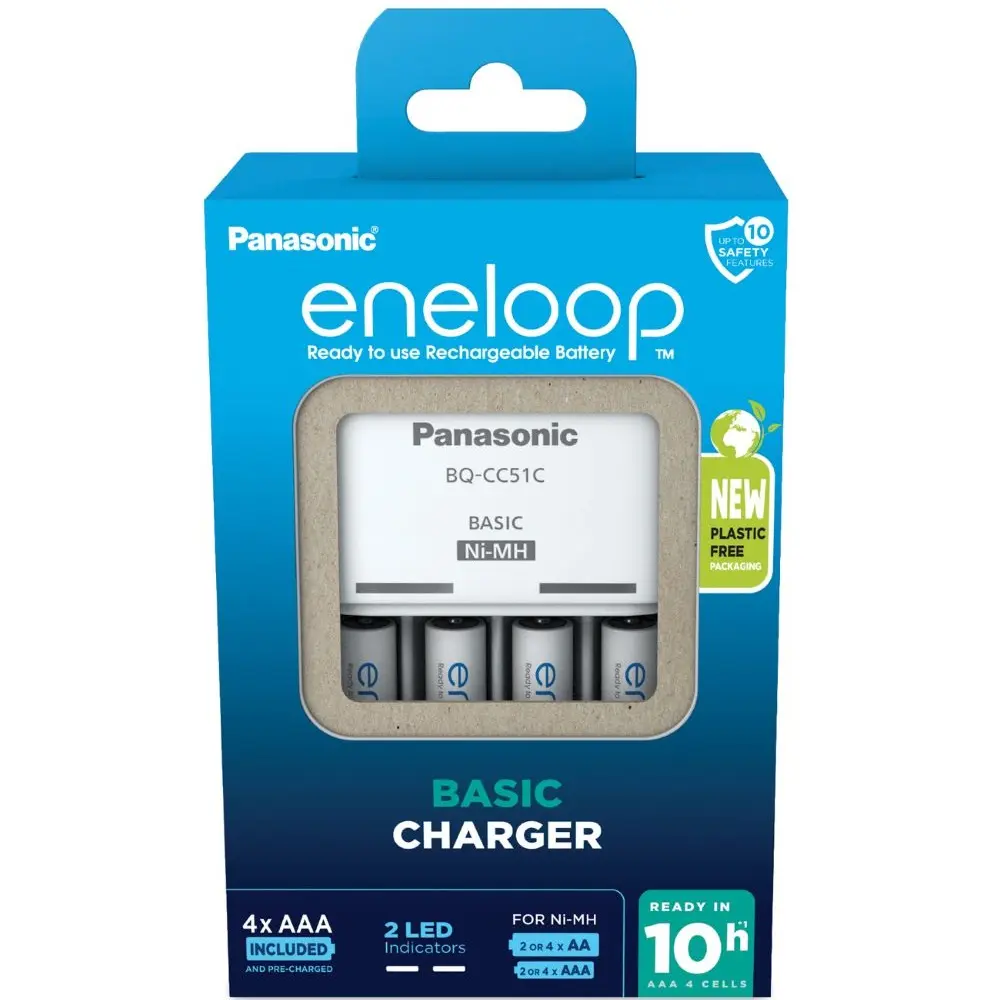 Eneloop BQ-CC51 Sạc Cơ Bản Pin Akku 4x AAA Mực In