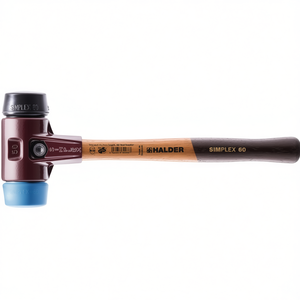 Marteau à tête souple SIMPLEX, longueur 405 mm, diamètre de la tête 60 mm, blanc/bois moyen-dur, TPE souple bleu/caoutchouc, marteau de percussion - Product Image 3