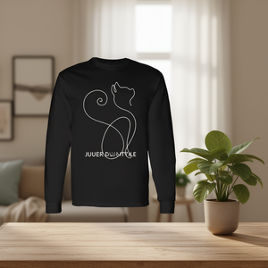 T-Shirt Minimalista con Gatto a Maniche Lunghe, Girocollo Unisex per Adulti, Stampa Digitale, Abbigliamento Promozionale - Product Image 4