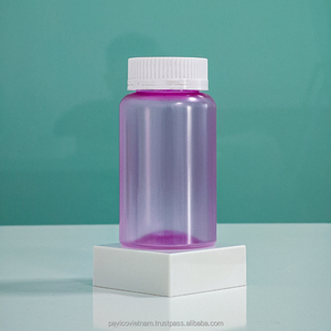 Cápsulas vacías con serigrafía PET personalizada de alta calidad 150cc 200cc 300cc botella de suplemento de vitamina plástico fabricado Vietnam - Product Image 3