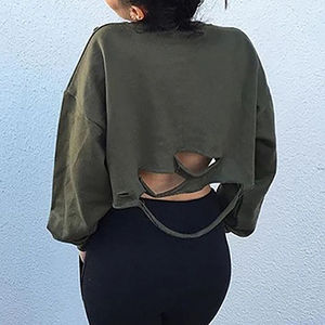 Sudadera de Forro Polar de Alta Calidad OEM Unisex para Otoño, Lisa, de Manga Larga, con Hombros Caídos, Cuello Redondo, Corta, Casual, Personalizable - Product Image 4