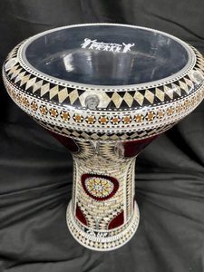 Gawharet El Fan Égyptien pour Darbuka Doumbek, Instrument de Percussion Artisanal en Aluminium Mosaïque Bourgogne, Tailles Disponibles 22 23 - Product Image 2