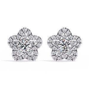 ต่างหูเม็ดเดี่ยวสีทอง18K ที่ยอดเยี่ยมพร้อมดีไซน์โลหะผสมสังกะสีลายดอกไม้เพชรสำหรับการหมั้น - Product Image 3
