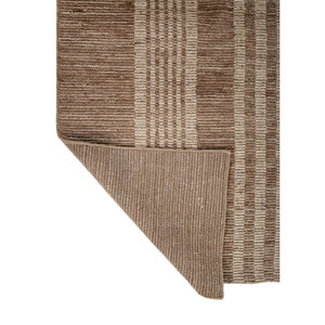 พรมทอมือลายเส้นสีเบจและสีน้ำตาลขนาดใหญ่ 9x12 ฟุต รูปทรงสี่เหลี่ยมผืนผ้า สำหรับบ้าน ห้องนั่งเล่น ทางเดิน-Hwl-443 - Product Image 5