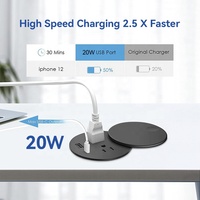 Produsen Grosir Meja Bundar Power Grommet Soket 90Mm Dapur Power Grommet Soket Mebel Tersembunyi USB Power Scket