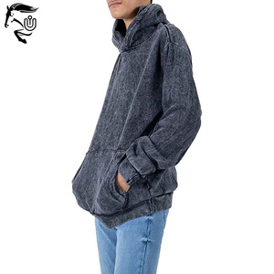 Sudaderas con capucha de lavado ácido ligeras cómodas con impresión personalizada para hombre 100% algodón invierno forrado cantidad a granel Sudadera con capucha - Product Image 4