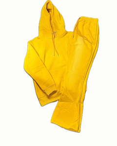 Ensemble de survêtement deux pièces de haute qualité, design délavé au soleil personnalisé, logo, coupe régulière, blocs de couleur, capuche et pantalon évasé, streetwear - Product Image 5