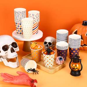 Gobelets en papier biodégradables pour Halloween, lot de 8 oz, gobelets à café jetables en forme de citrouille, assortiment de fêtes, boissons froides, café, thé - Product Image 5