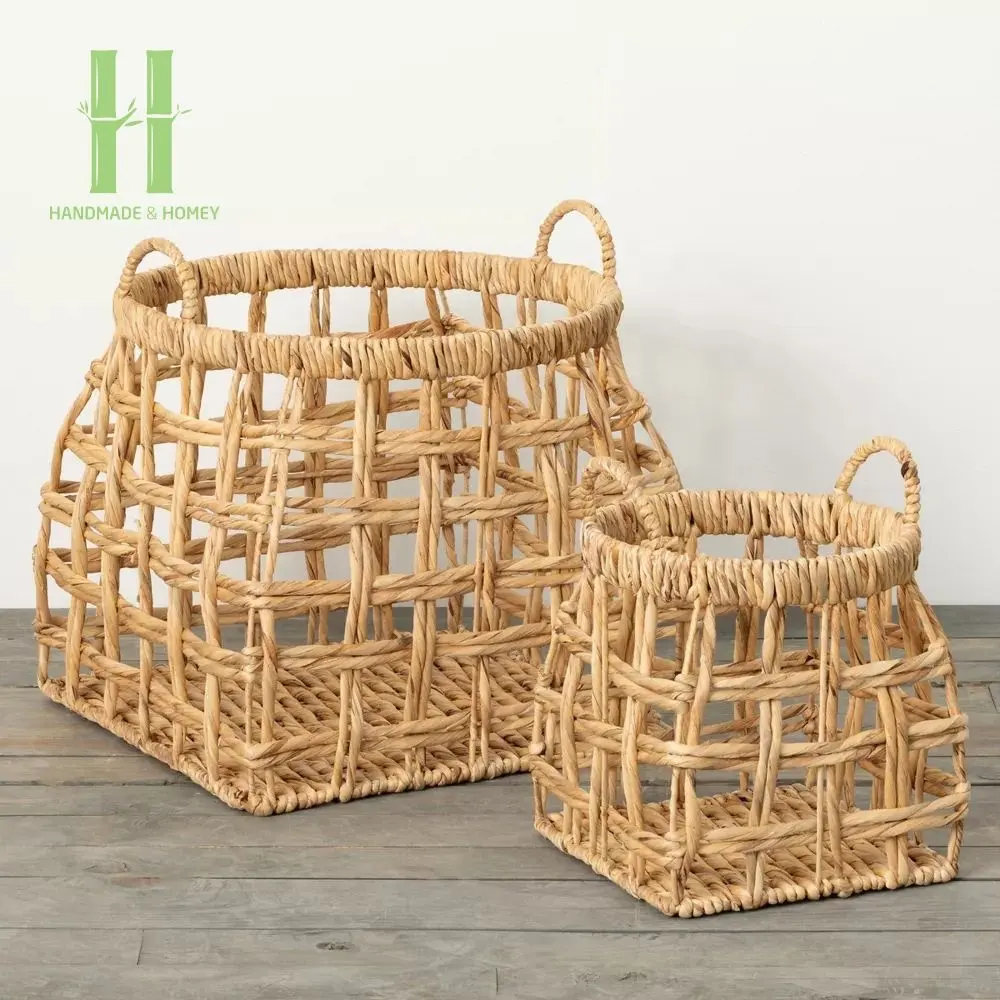 Bestseller Open Weave Shapely Baskets 2er-Set Wasser hyazinthen korb Wäsche OEM Akzeptables benutzer definiertes Logo in Vietnam Factory