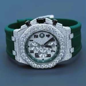 Haute qualité personnalisé 22mm bande de caoutchouc analogique montre-bracelet Moissanite diamant luxe verre Hip Hop Style nouveauté Antique - Product Image 4