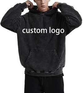 500 Gsm Plain <b>Pullover</b> <b>Men</b> Hoodie 100% Cotton French Terry Acid Wash Oversize Very Stylish Hoodies With Custom Logo - Product Image 1