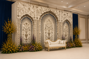 Mughal Jharokha Style Mirror <b>Wedding</b> Stage Backdrop <b>Frames</b> Dreamy Decoration mirror Panels For Reception Night Stage Australia - Product Image 2