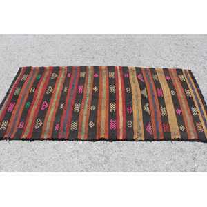 2.8x6.3 ft Turkish Accent Rug, <b>Brown</b> Red Vintage Abstract <b>Wool</b> Rug - Product Image 3