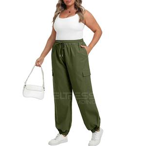 Lo último en pantalones holgados informales para correr, pantalones Cargo de invierno, ropa de calle de cintura media de secado rápido para actividades al aire libre, Jogger de carga teñido liso - Product Image 3