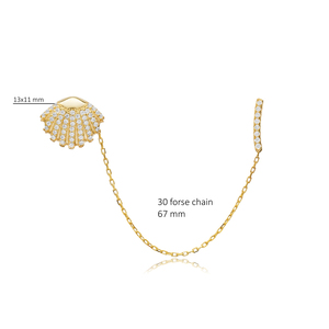 Pendientes de Concha CZ, Modernos, Hechos a Mano en Turquía, Venta al por Mayor, Delicados, de Plata de Ley 925, Joyería Fina Dorada, Regalo para Mujer - Product Image 3