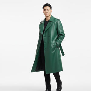 เสื้อโค้ทเทรนช์โค้ทหนังสำหรับผู้ชายสำหรับฤดูหนาวเสื้อนอกแฟชั่นสไตล์คลาสสิกอบอุ่นทนทาน - Product Image 6