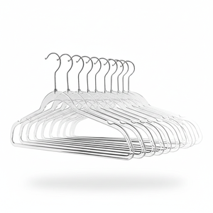 Heavy Duty Clear Plastic Hangers for Clothes 10-Pack Stainless Steel <b>Wardrobe</b> & Clothing Store - Product Image 1