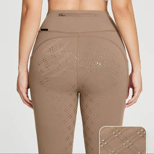 Pantalones ecuestres para mujer con agarre de asiento completo y tela elástica, pantalones de equitación de cintura alta con agarre de silicona - Product Image 5