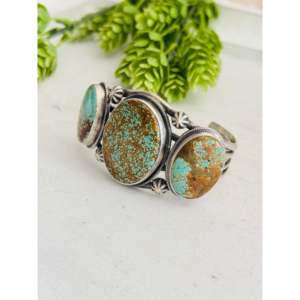 Bobby Johnson #8 Turquoise & Sterling <b>Silver</b> Fashion <b>Cuff</b> <b>Bracelet</b> - Product Image 2