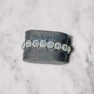 12mm 14k White Gold Plated Solid 925 Sterling <b>Silver</b> Moissanite Cluster Tennis Bracelet <b>for</b> <b>Men</b> - Product Image 3