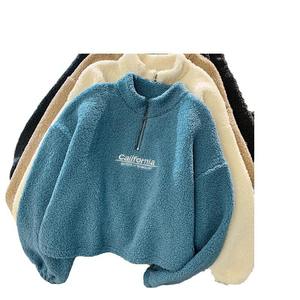 Otoño Invierno Slim Fit mujer suave cuello alto tejido suéter sudaderas con capucha nuevo diseño cuello alto Color sólido Zip Pullover impreso - Product Image 3