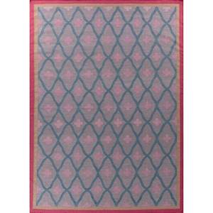 Alhambra Boho Alfombras de lana de tejido plano ADWL-13208 en rosa y morado para adolescentes, para dormitorio, sala de estar o pasillo, rectangulares y afelpadas - Product Image 1