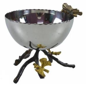 Tazón para Servir Frutas de Acero Inoxidable con Base Dorada, Tazón Decorativo Ecológico de Metal para Servir Frutas Secas - Product Image 2