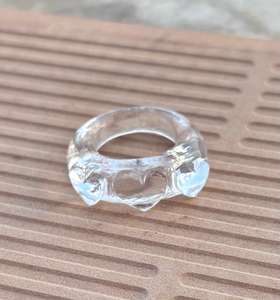 Bague en pierres précieuses de quartz en cristal naturel sculptée à la main en forme de cœur Bague de déclaration Bijoux en quartz en cristal - Product Image 5