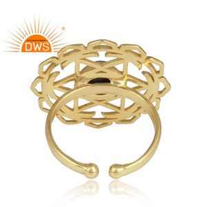 Nuevo diseño de plata esterlina 18K chapado en oro Natural negro ónix anillo de piedras preciosas Demi joyería fina para mujer regalo para ella - Product Image 4