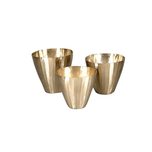 Ensemble de jardinières en métal doré antique fait à la main, pots à fleurs ronds à nervures, décoration moderne pour la maison, vente chaude, contenants pour plantes de jardin - Product Image 3