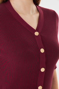 Cárdigan Elegante de Manga Corta para Mujer, Cómodo, Transpirable, de Punto Acanalado, Corte Ajustado, con Botones, Top de Punto para Verano, Estilo Moderno para Damas - Product Image 6