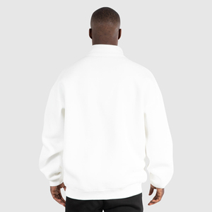 100% Cotton Heavyweight Winter Pullover Men's Oversized Drop Shoulder <b>Thermal</b> Half Zip Sweatshirt Embroidered Winter Season - Product Image 3