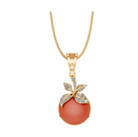 Bijoux fins personnalisables pour femmes pendentif rond en pierre orange avec feuille de diamant en or véritable 14 carats 18 carats OEM ODM Inde pour enfants