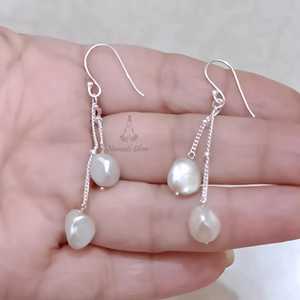 ต่างหูมุก เครื่องประดับเงินแท้ 925 ทำมือ ของขวัญประจำเดือนมิถุนายน - Product Image 5