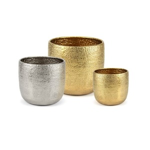 Florero moderno de metal geométrico moderno chapado en oro florero de decoración de plantas para interiores y exteriores para boda - Product Image 2