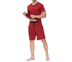 Nouveau été hommes ensemble court costume à manches courtes t-shirt et short deux pièces double ensemble respirant coton T-Shirt - Product Image 5