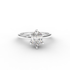 Bague solitaire minimaliste en diamant de laboratoire ovale en or blanc 14 carats - Product Image 1