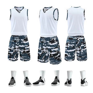 Ensembles uniformes de basket-ball personnalisés Tissu Pakistan à trous de riz imprimé par sublimation Logos brodés à séchage rapide unisexe 20 ensembles - Product Image 4