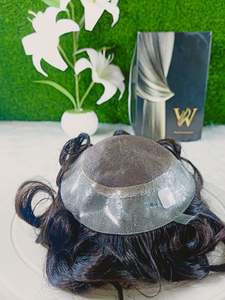 Men's Aus-Mono Remy <b>Hair</b> <b>Hair</b> Extension Indian <b>Body</b> Wave Kinky Curl Straight Styles Custom Left Design 100% Density Water Wave - Product Image 5