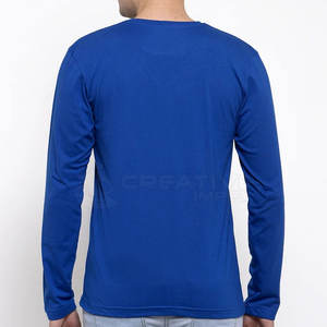 100% algodón a granel moda cómoda hombres manga larga cuello en V camisetas bordado personalizado opciones de impresión con patrón sólido - Product Image 4