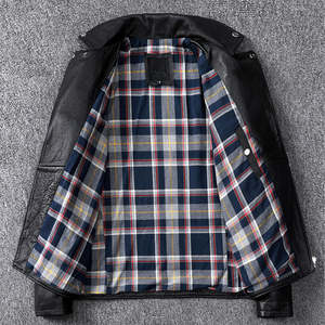 Chaqueta de piel de vaca auténtica totalmente personalizada para hombre, chaqueta de piel de pie con cuello de manga completa y cremallera, precio al por mayor, chaqueta de cuero rojo para hombre - Product Image 3